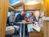 With over-locker ambient lighting, patterned fabrics and light-toned cabinetwork, plus a rooflight and skylight combination, the 125 has a pleasing lounge atmosphere cosy living space