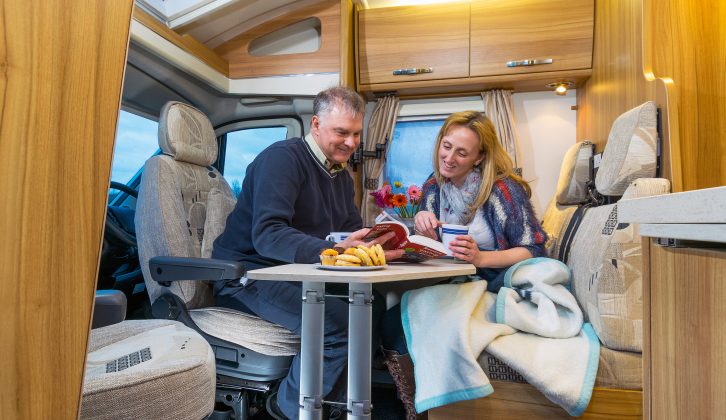 With over-locker ambient lighting, patterned fabrics and light-toned cabinetwork, plus a rooflight and skylight combination, the 125 has a pleasing lounge atmosphere cosy living space