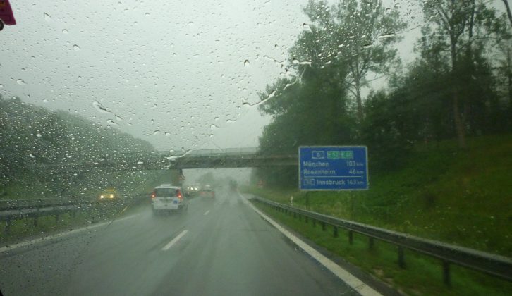 The drive to Munich was a very wet one for these novice motorcaravanners