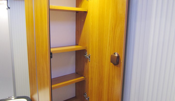 The toilet and handbasin, plus a great cupboard, are amidships on the offside of the Esprit. The toilet door can be used to close off the rear of the motorhome