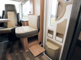 Here’s a clever idea – beneath the offside lounge seat is a small cupboard that’s just perfect for storing muddy shoes in your motorhome