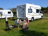 Bryony soon got the hang of where to sit to make the most of the spring sunshine at Daisy Cottage Campsite and Retreat