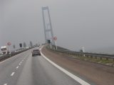 Crossing to an island at Nyborg in Denmark – it was a grey drive in the Bailey