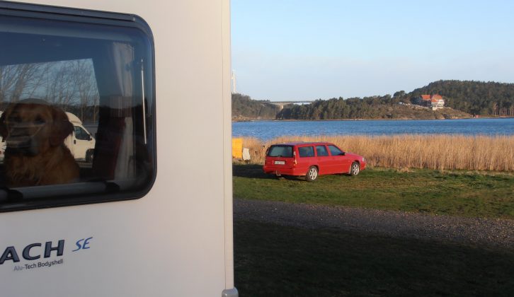 The pitch at Stenungsunds Camping in Sweden enjoyed lovely sea views