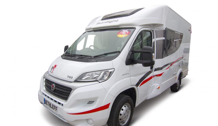 Practical Motorhome reviews the Sunlight T60, a two-berth low-profile coachbuilt motorhome with a fixed double bed