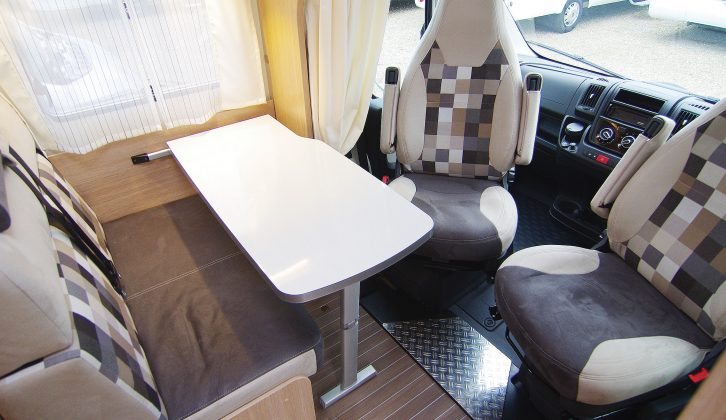 Bearing in mind that this is a two-berth motorhome (though there is the option of a third bed), the living space is fairly generous in the T60, and the large panoramic sunroof helps to make it feel more spacious still