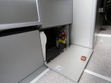 The gas taps are located in the cubby hole beneath the hob and sink, as you'd expect, in the Adria Twin 500 S
