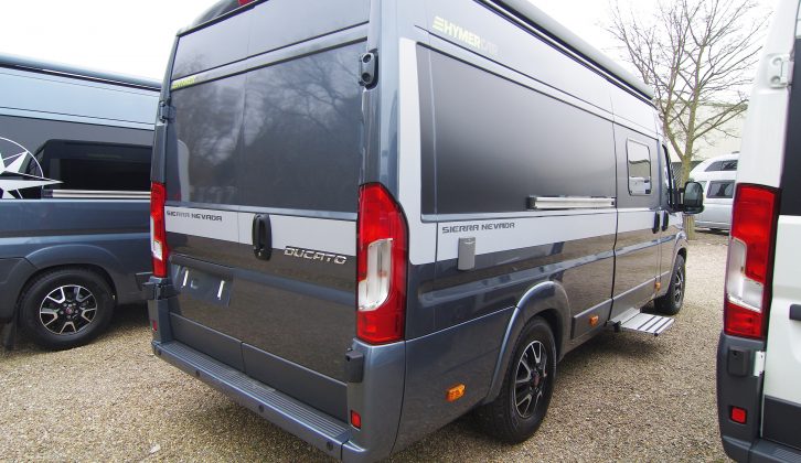 This two-berth high-top van conversion from Hymer is 2.08m (6'8") wide, 6.36m (20'8") long and 2.55m (8'4") high