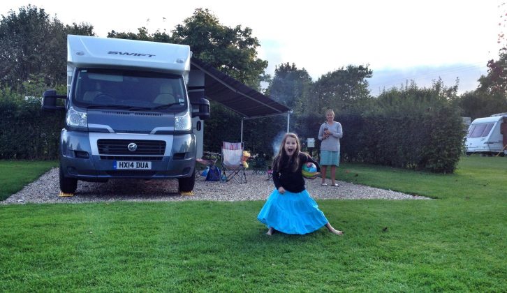 The Swift motorhome was quick and easy to pitch on site, much to the family's delight
