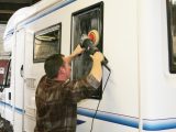 Only use purpose-made low-speed buffing machines on your motorhome's acrylic plastic windows