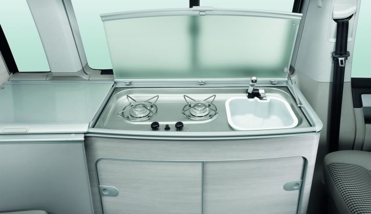 The top spec Ocean models feature a two-burner hob, a sink and a fridge