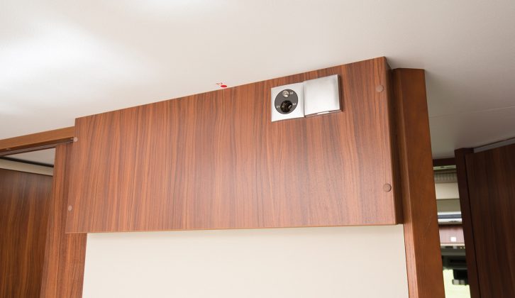 The bulkhead at the foot of the island bed is an ideal place to site a TV – Adria has provided a power socket and aerial feed here