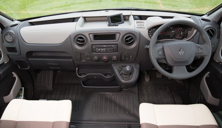 The Renault Master’s cab is well laid-out, although the radio’s display is sited above the mirror