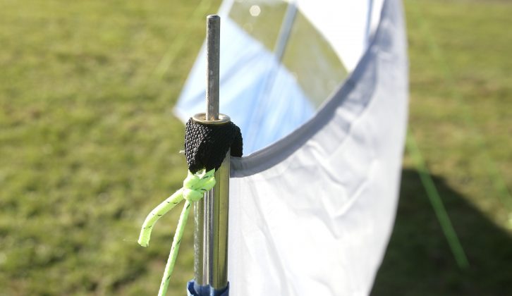 Practical Motorhome likes windbreaks with guy ropes, as in this Kampa Break