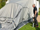 With valves set 1m high on the poles, you have to bend less to inflate this motorhome awning