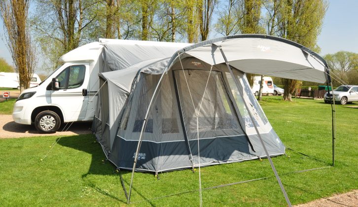 The Attar 380 drive-away awning is spacious, comes with an inner bedroom as standard and has room for a second one