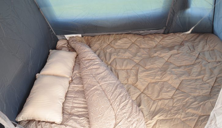 The bedroom inner tent has enough space for a standard double airbed in the Vango Attar 380 Tall awning