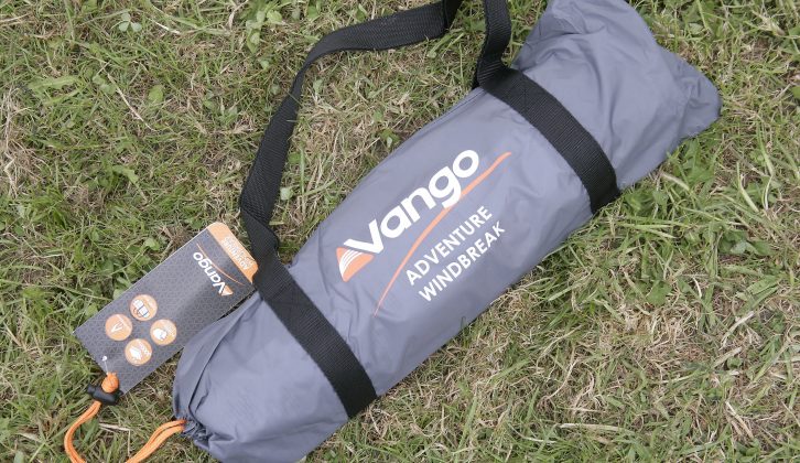 This windbreak from Vango packs down to a handy size – 45cm x 15cm x 10cm