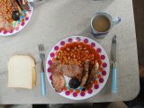 This impressive breakfast was cooked in the Bessacarr 494 with just one frying pan