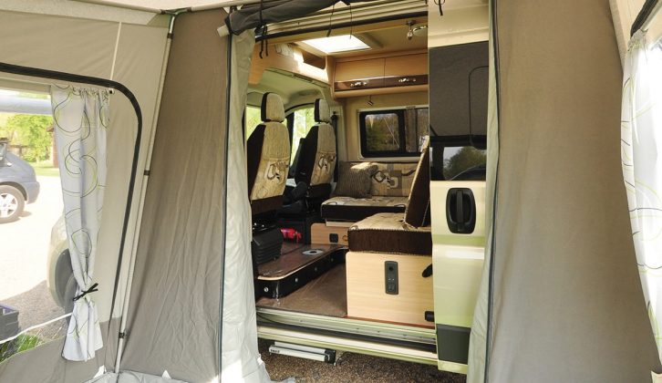 The zip-up back panel gives easy access to the motorhome