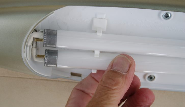Fluorescent light fittings run on a 12V supply – they produce good light output and are energy-efficient