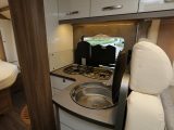 The Bürstner Aviano i 700 has a smart if compact kitchen area