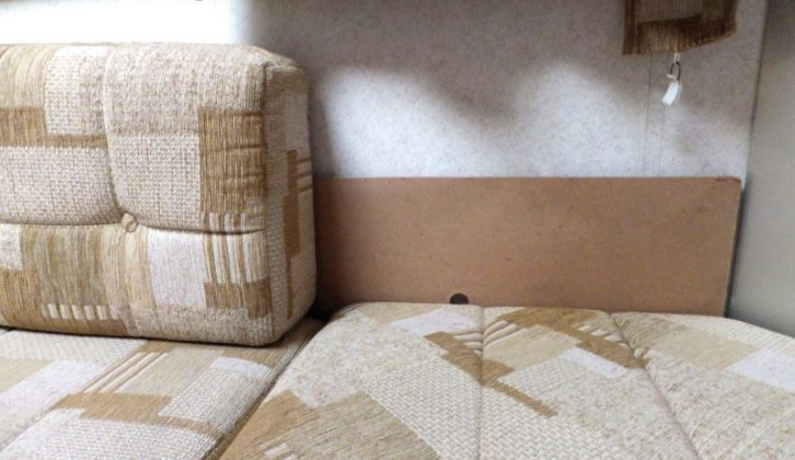 The finished panels allow air to flow behind the cushions and ensure that the fabric does not touch the cold motorhome wall