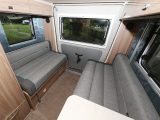 The end lounge is large for this size of motorhome and can probably accommodate up to six people at a push, making it a social space