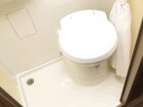 There’s plenty of room to manoeuvre around the Thetford swivel cassette toilet and the shower tray’s a good size, too