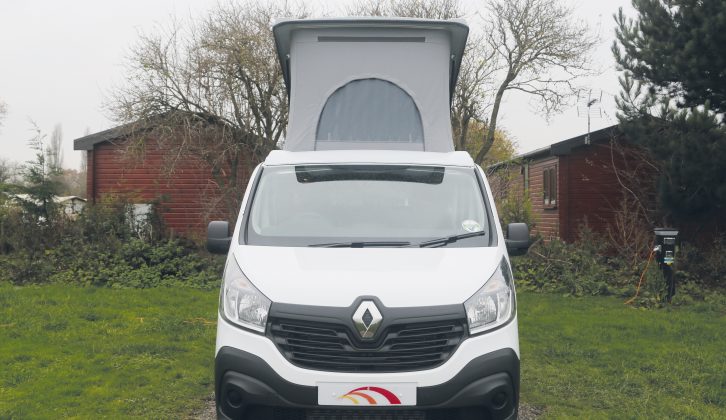 The Renault Trafic has a car-like appearance; the elevating roof gives space for two extra berths