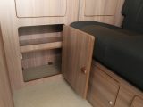 Further cabinets reside in the main galley unit, including this shelved space; positive catches are used throughout the camper