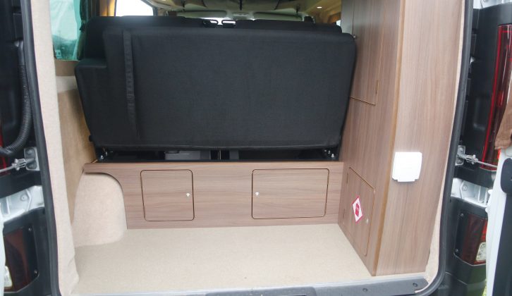 The base of the rear bench seat offers one of many extra storage options in the Ellastone, with access from both sides