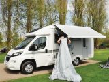 We fitted the high version of the Westfield Easy Air 510 to this Auto-Sleeper Broadway – when the tent is built, add the attachment gusset