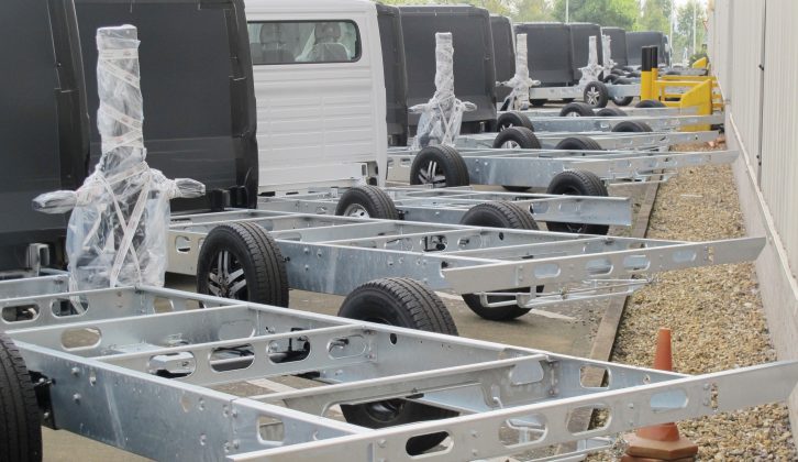 At the Al-Ko Kober factory, various types of base vehicle are fitted with lightweight motorhome chassis and torsion-bar rear suspension instead of Fiat’s commercial-type of leaf springs