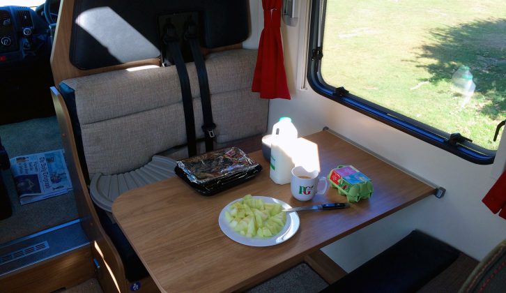 As the six-berth Bailey motorhome only needed to sleep two, the side dinette was a handy seating area