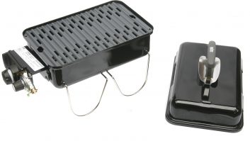 The catches pivot down to become the legs of the cleverly designed Weber Go Anywhere BBQ