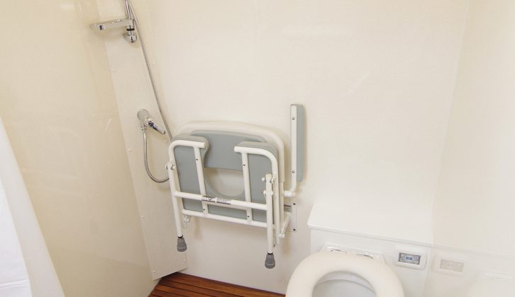 This washroom is designed for wheelchair use