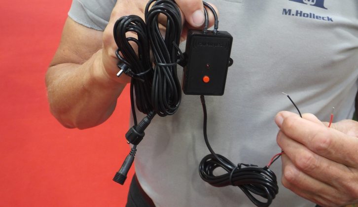 The intruder alert sensor and light connects to this unit and your motorhome's 12V supply
