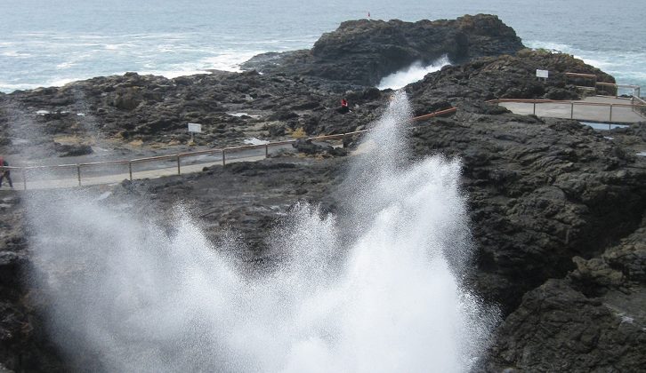 Watching the Kiama Blowhole was fun during a camper lunch stop