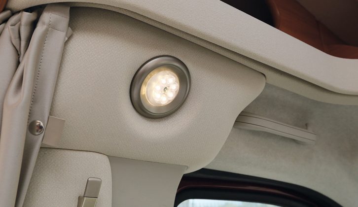 This LED light mounted at the top of the B-pillar is a great design, being directional and touch-operated