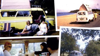 From the Bedford Romany (top left), to the Dormobile (top right) and the Trident (bottom right), Elaine loves touring