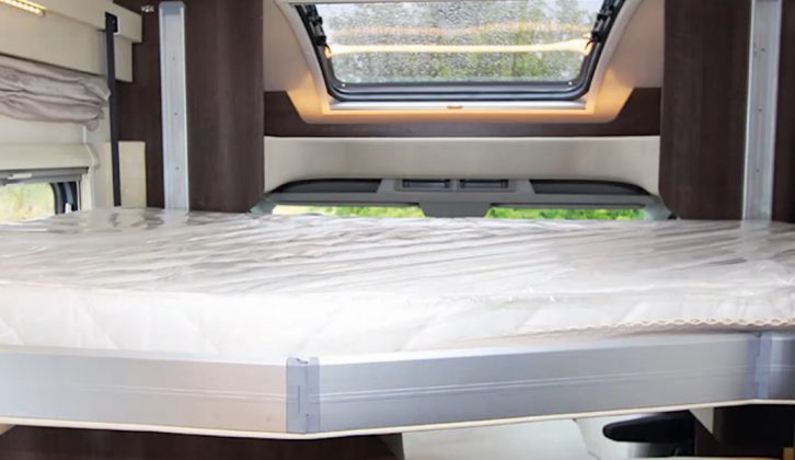 There's a rear island bed and this electrically-operated dropdown double in this 2016 Roller Team motorhome