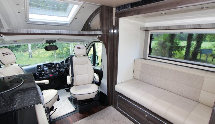 The electrically operated slide-out transformed a narrow corridor into a large open-plan living room – read more in Practical Motorhome's Moto-Trek X-Cite G review