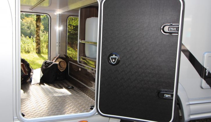 This may be the only motorhome weighing 3500kg that has both a full-width garage and a slide-out section – read more in our Moto-Trek X-Cite G review