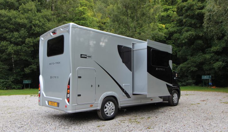 The Peugeot Boxer/Al-Ko-based Moto-Trek X-Cite G is 2.87m high and costs £49,999 OTR, £58,075 as tested