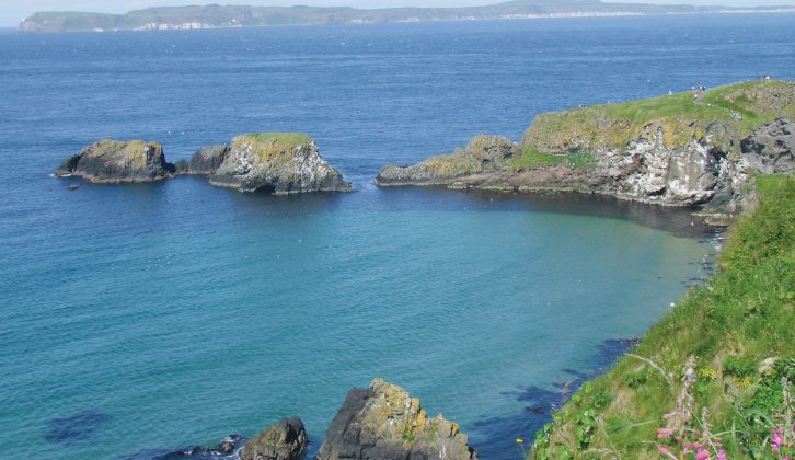 There's a view of Rathlin Island from Carrick-a-Rede rope bridge in Northern Ireland