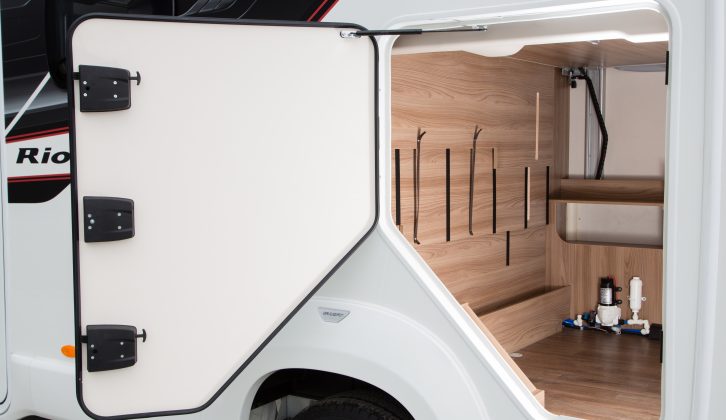 The rear bed has two height settings – use it like this while in transit when you need the garage’s full headroom