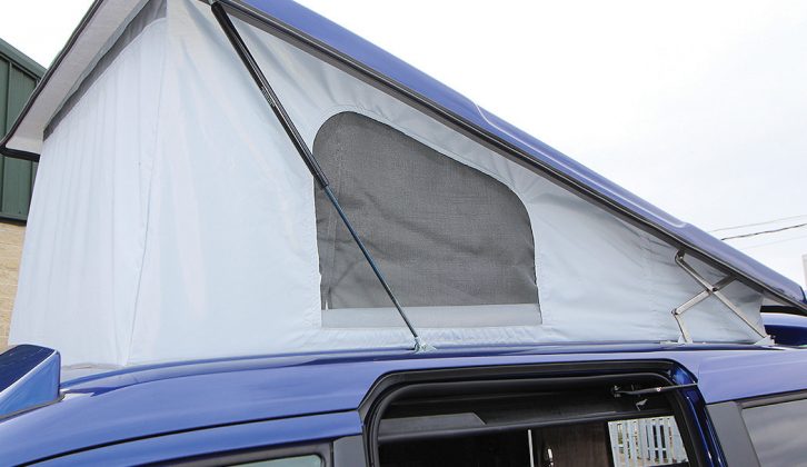 The elevating roof is what turns a car into a usable camper. Gas filled struts make lifting much easier than on some rival 'vans