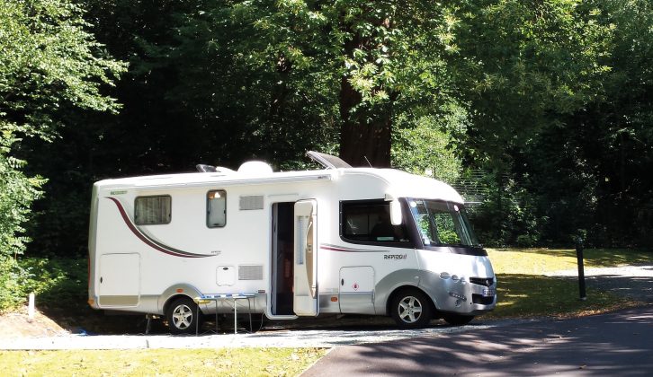 In 2012, the Hymer was replaced by this new Rapido 9090dF, pictured pitched near London
