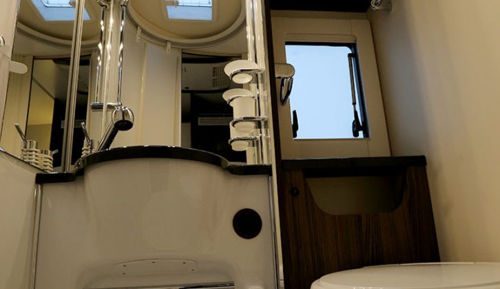 Spotlights in the new-for-2016 Benimar Mileo 313's washroom are a sophisticated touch